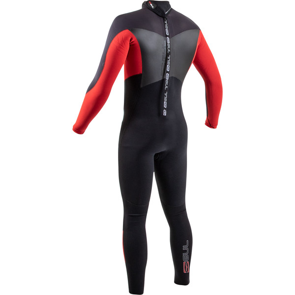 2020 GUL Mens 3/2mm Response Back Zip Wetsuit RE1231B7 Black / Red
